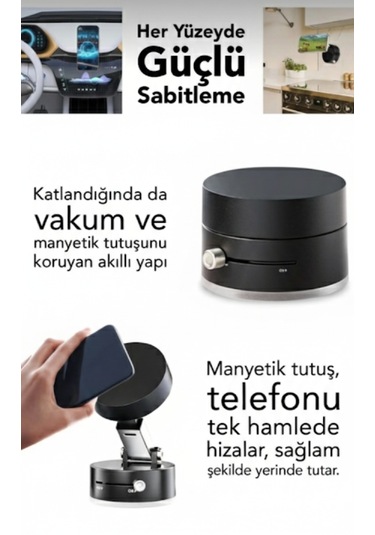 Premium Kilitlenebilir Vantuzlu-telefon Tutacagı Siyah