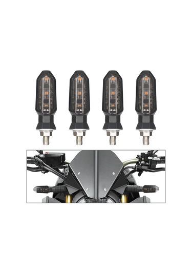 4 Adet Mk-200 3led Vurgu Motosiklet Dönüş Sinyali Işığı Siyah