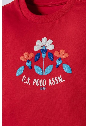 U.S. Polo Assn. U.s. Polo Assn Kız Bebek 2 Li Şort T-şhirt Takım Nar Çiçeği-2273 Nar Çiçeği