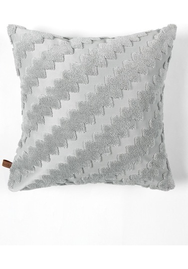 Jakarlı Kırlent 43X43 Cm Zigzag Gri