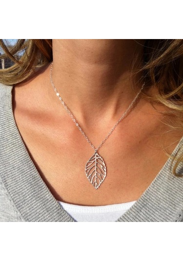 Guangtuo Yeni Moda Çift Yapraklı Kadın Boho Kolye Klavikula Aksesuar Hediyekoyu Altın10 Ayar Koyu Altın