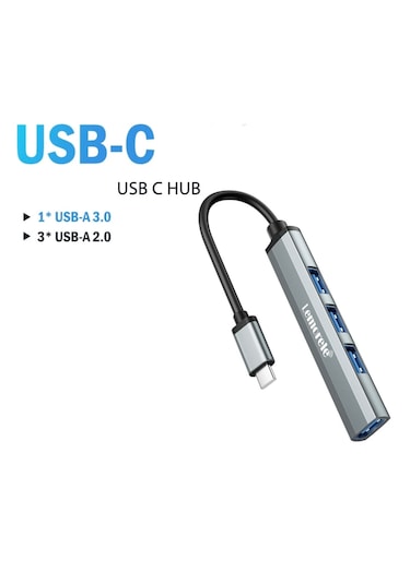 Lemorele 4'in 1'i Hub Çoklayıcı Type-c Girişli 4 Port 3.0 480mbps