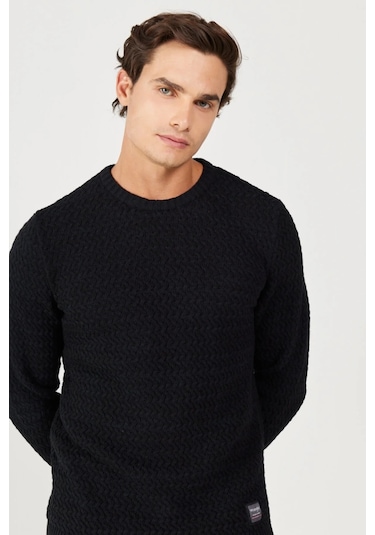 Wrangler Bisiklet Yaka Regular Fit Siyah Erkek Kazak W232580001 Siyah