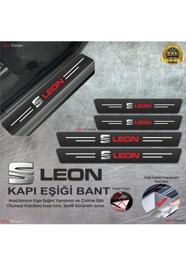 Seat Leon Logolu Karbon Kapı Eşiği Koruyucu Suni Deri 4'lü