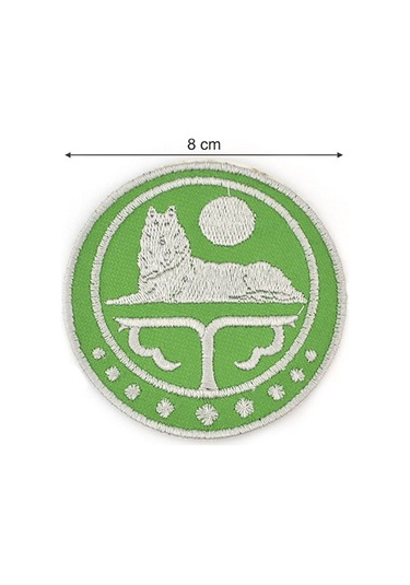 Çeçen Bayrak Nakışlı Yuvarlak Etiket (Yeşil) Çapı 8 cm