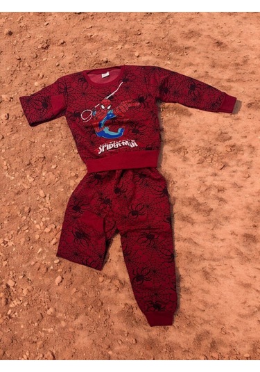 3 İplik Takım Batmen Örümcek Adam Baskılı Kırmızı