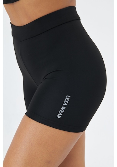 Lesa Wear Yüksek Bel Toparlayıcı Ve Sıkılaştırıcı Kısa Spor Şort Tayt Siyah