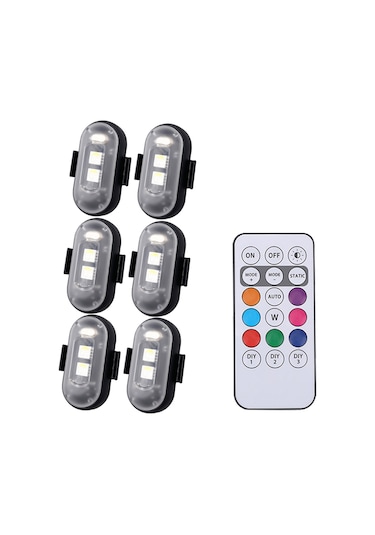 Shineyee Çok Amaçlı Güvenlik Işığı: 8 Renk Seçeneği, Ip65 Su Geçirmez, Uzaktan Kumandalı, 110mah Pil, Araçlar Ve Dronlar İçin. Siyah