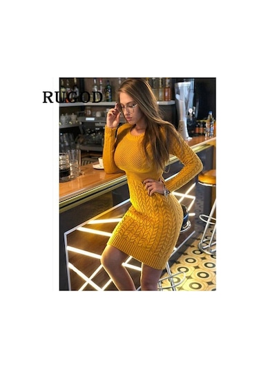 Novahub 2024 Sonbahar Kış Yeni Kazak Elbise, Uzun Kollu Örme Kadın Elbisesi, Beyaz, Office Lady, Akrilik, Boyut: S-l-xxl Beyaz