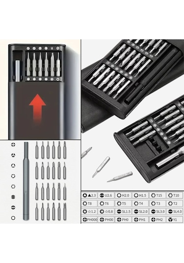 25 Parça 24 Farklı Uçlu Mıknatıslı 25 İn 1 Tornavida Seti