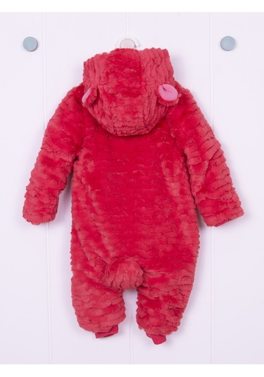 Kidaxi Sevimli Ayıcık Bebek Kırmızı Tulum 3-6/6-9/9-12/18-24 Ay Kırmızı