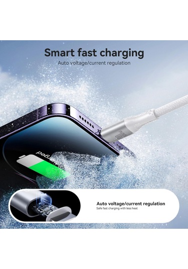 Joyroom S-a28 Flaş Serisi 60w 480mbps Hızlı Şarj Veri Kablosu, Type-c - 8 Pin Kablo, Uzunluk: 1m Beyaz