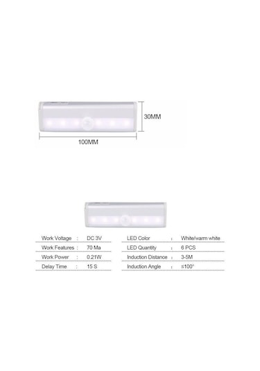 Hareket Sensörü Gece Lambası Taşınabilir 6/10 Led Dolap Işıkları Akülü Kablosuz Kabin Ir Kızılötesi Hareket Dedektörü Duvar Lambası 6 Leds Sıcak Beyaz