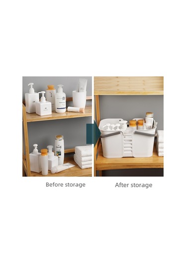 Teltree Büyük Kapasiteli Plastik Banyo Organizer Sepeti - Yüksek Kalın Kenarlar, Su Çıkarma Delikleri, Taşınabilir Kollü, Ev İçi Çeşitli Çeşitli Eşyalar İçin Büyük Beyaz Diğer