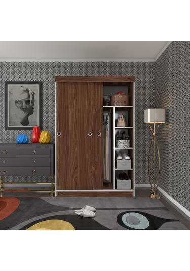 Kenzlife Gardırop Sürgülü Kapaklı Kapılı 120 Papatya Cvz Gardolap Dolap