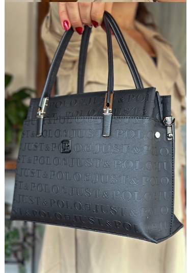 Jps- Just Polo Baskı Desenli Özel Seri El Ve Omuz Çanta Gq-4045-gd - Siyah Kombin Siyah