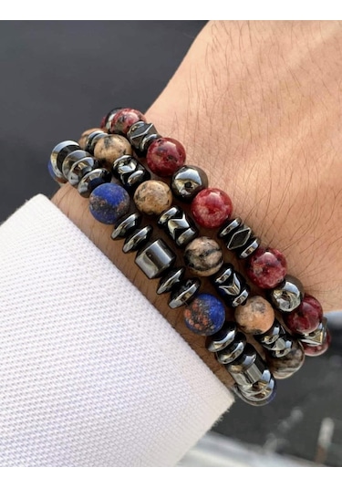 Nursaat Captiva Stell Doğaltaş Erkek Bileklik N11.70200 Çok Renkli