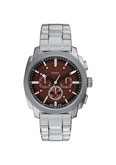 Fossil Ffs6144 Quartz Çelik Gri Bordo Kadran 44 Mm Erkek Kol Saati Gri