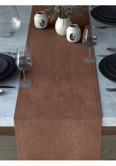 Kadife Dokulu Kaju Rengi Runner Kaju Rengi