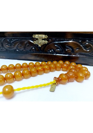 Soma Tesbih Omari Usta İmzalı Alman Sıkma Kehribar Tesbih 11 x 13