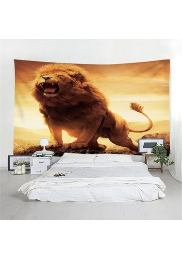 Homyl 3d Hayvan Duvar Dekor Goblen Yatak Odası Oturma Aslan-l