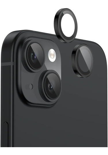 Apple Uyumlu iPhone 15 / 15 Plus Kamera Lens Koruyucu Siyah
