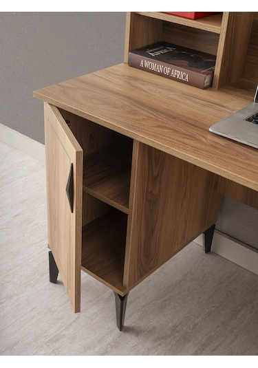 Hazar Kitaplıklı Çalışma Masası 110x60x137cm Ceviz