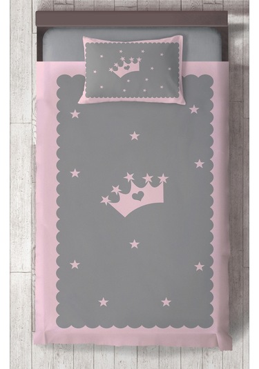 Mekta Home Bebek Ve Çocuk Odası Taç Yıldız Desenli Çerçeveli Yatak Örtüsü Renkli