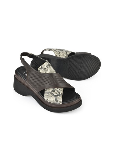 Ziya, Kadın Hakiki Deri Topuklu Sandalet 151992z64001 Kahve 151992z64001 300 Kahve