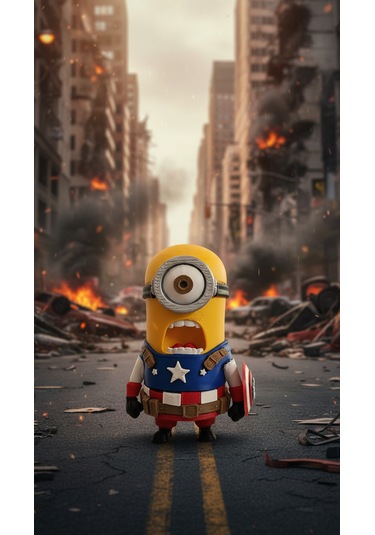 Kaptan Amerika Vs Minion Koleksiyon Hediylik Figür 14cm