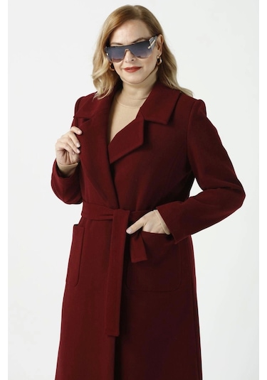 Moda Berray 904 Bordo Mono Yaka Torba Cepli Kaşe Kaban