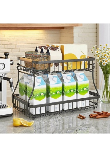 Suntek 2 Katlı Meyve Sepeti Yerden Tasarruf Sağlayan Büyük Siyah