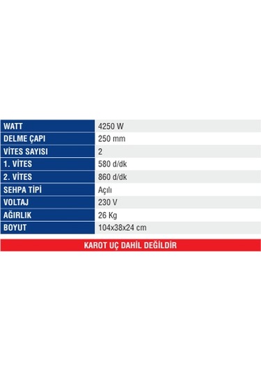 Mercure Mc-7550-A Açılı Sehbalı Karot Makinası