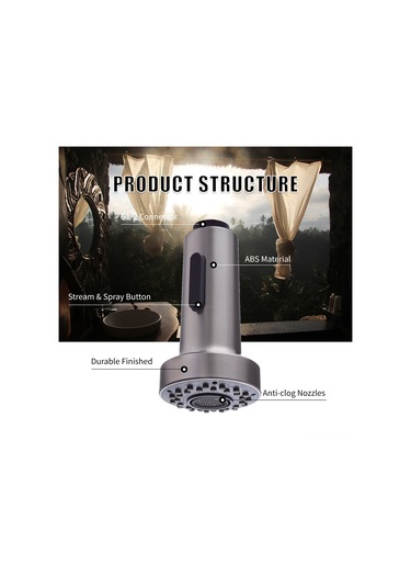 Konesam Mutfak Ve Banyo İçin Çekme Tipi 2 Fonksiyonlu Akış & Sprey Su Tasarruflu Lavabo Musluğu, G1/2 Bağlantı, Silikon Uçlar, Dayanıklı Abs Malzeme Diğer