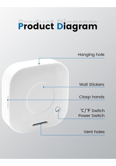 Zyzqstore Mini Termometre, Yüksek Doğruluklu Sıcaklık Ve Nem Ölçer, 1 Adet 1 Adet