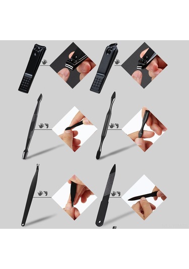 Geeksen Profesyonel Seyahat Tırnak Bakım Seti - Deri Kılıflı Paslanmaz Çelik Manikür Pedikür Takımı