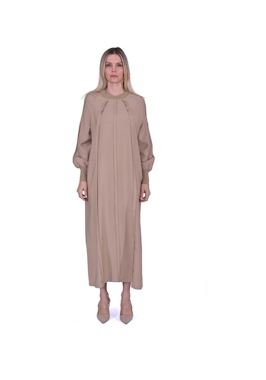 İnvee Bebe Biyeli Elbise Camel 6936 Camel