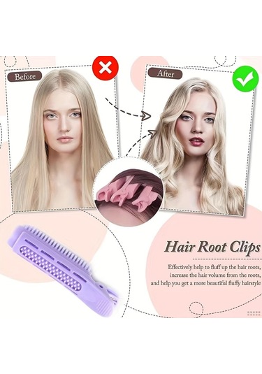 Pembe 8 Adet/takım Hacim Veren Saç Kökü Klip Kendinden Kavrama Saç Şekillendirici Bang Silindirler Saç Şekillendirme Seti 56619657