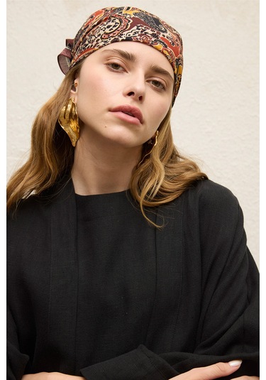 Manuka Desenli Pamuklu Fular Paısley Çok Renkli