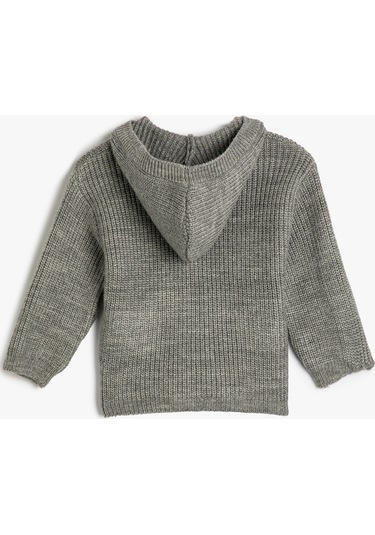 Koton Kapşonlu Örgü Hırka Düğme Kapamalı Cep Detaylı Gri 4wmb90001tt 4WMB90001TT031 Gri