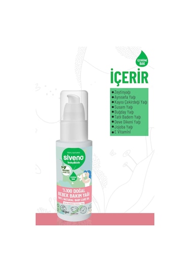 Siveno %100 Doğal Bebek Yağı Organik Jojoba Bakım Masaj Yağı Bitkisel Vegan 50 ml