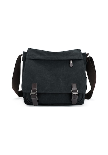 Erkek Çok Amaçlı Büyük Kapasiteli Kanvas Omuz Çantası X001 Siyah
