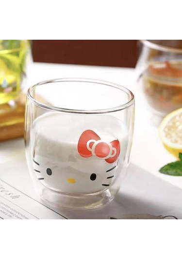 Hello Kitty Çift Cidarlı Cam Kupa-2005