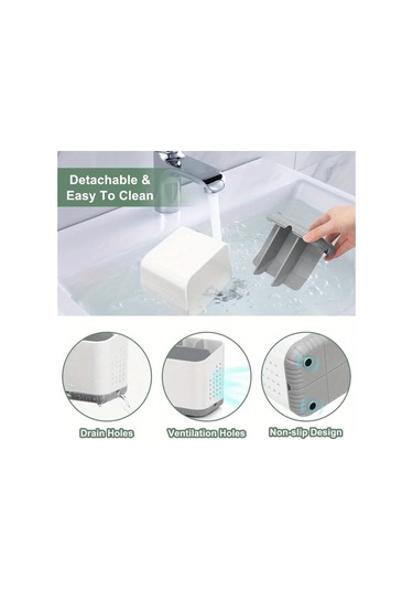 Elmpaly Beyaz Ve Gri Modern Diş Fırçası Askısı 4 Yuvalı Diş Macunu Saklama Plastik Banyo Depolama 1