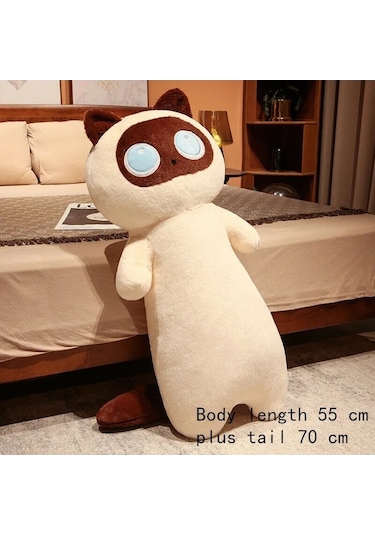 Zyzqstore Büyük Güzel Yumuşak Uzun Kedi Peluş Oyuncaklar Ofis Sevimli Çok Renkli Evcil Hayvanlar İçin Hediye Çok Renkli