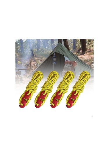 Novahub Sarı 4 Adet Kamp Çadırı Kabloları Açık Adam Hatları Dişli Hayatta Kalma Hafif Rüzgar Halatı Yansıtıcı Sarı Sarı
