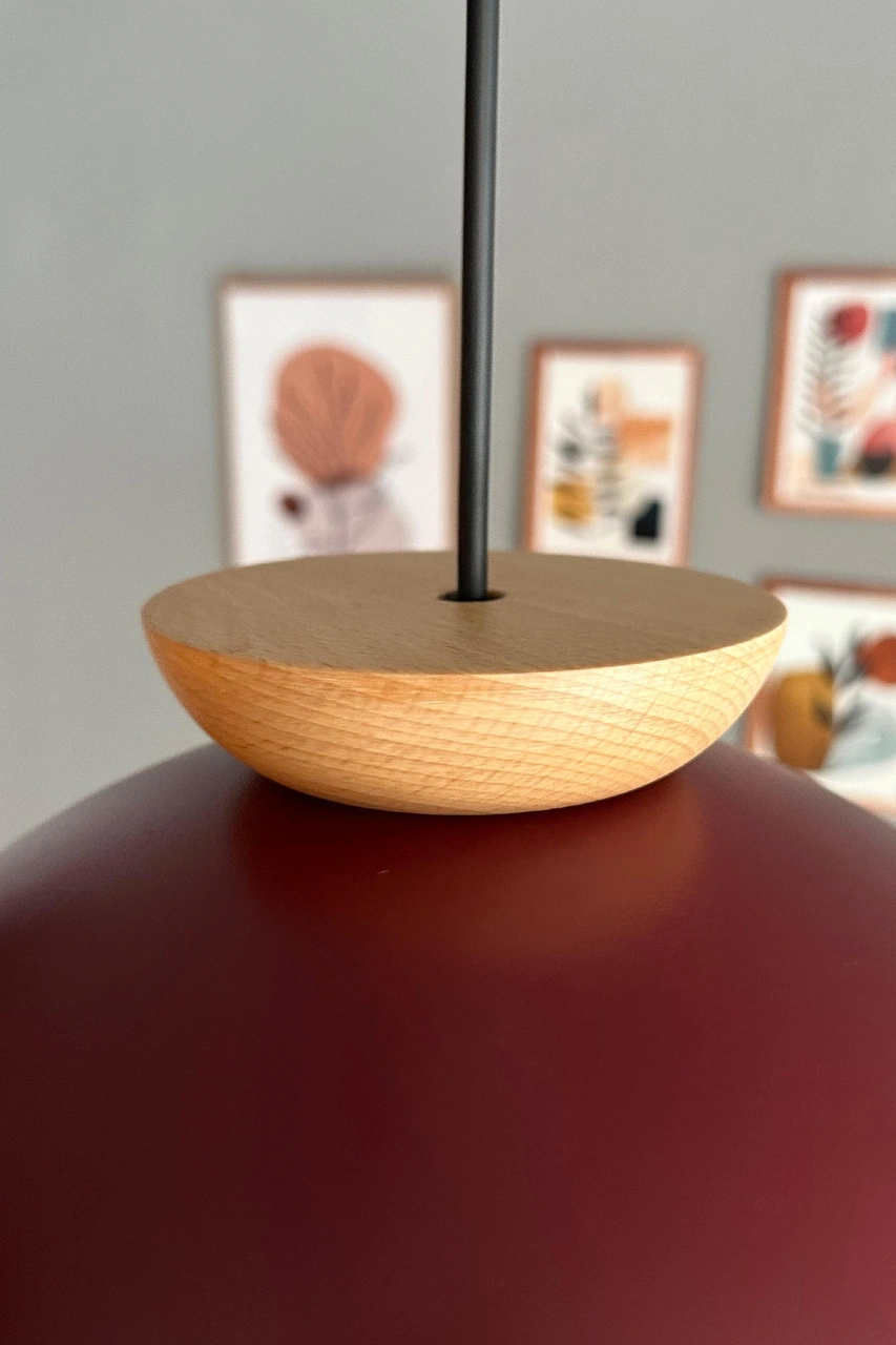 Yimpi Vişne Çürüğü Avize Ahşap Tekli Sarkıt Salon Kuaför Cafe Dekoratif Aydınlatma Pastane Vişne Çürüğü