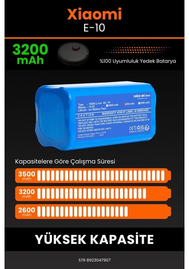 Lenovo E1 Robot Vacuum Cleaner Uyumlu 3200 Mah Batarya
