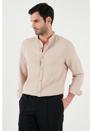 Buratti Pamuklu Regular Fit Hakim Yaka Erkek Gömlek Cf25S127702 Bej