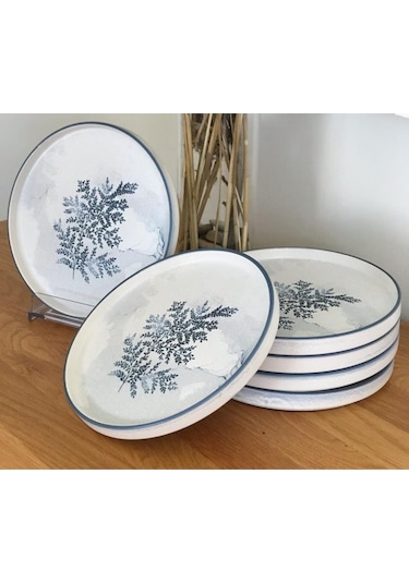 Keramika Blue Magic Stackable 21 Cm 6 Kişilik Pasta Tabağı Beyaz
